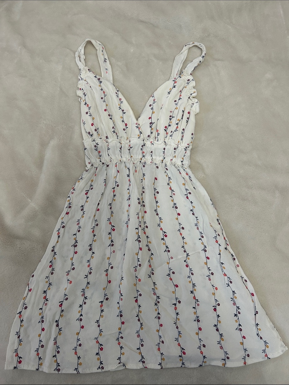 Vintage White Floral Stripe Summer Tank Top